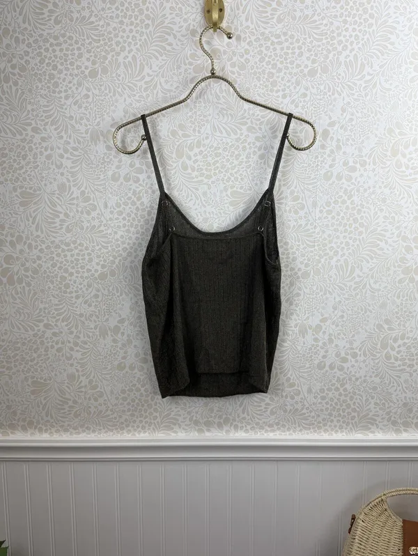 White Fox Metallic Gray Knit Adjustable Strappy Tank Top - Size - XL - Image 2