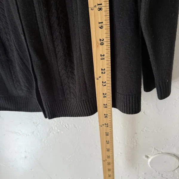 Requirements Sweater Soft Large Black Button Front‎ Cable Knit Cardigan Classic - Image 5
