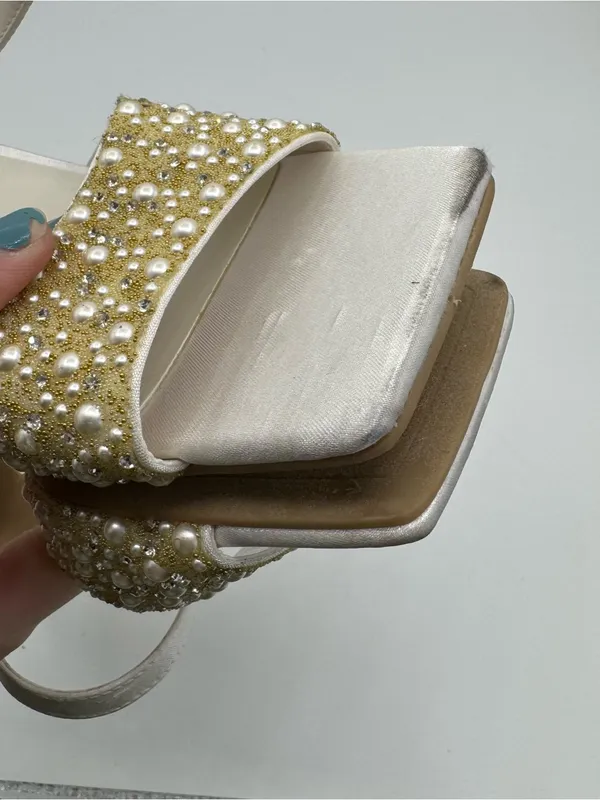 Dolce Vita Nasia Rhinestone Block‎ Heel Sandals White Size 8 bridal rehearsal - Image 9
