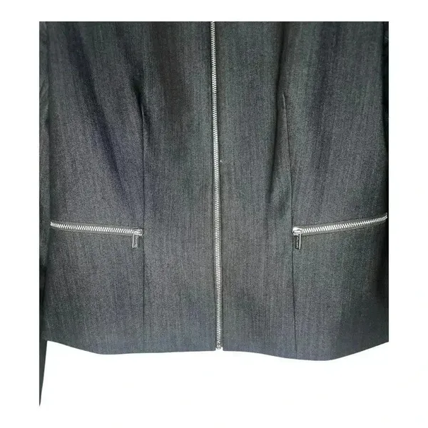 Calvin Klein Womens Denim Blue Peplum Zip Up Blazer,‎ Size 8 - Image 6
