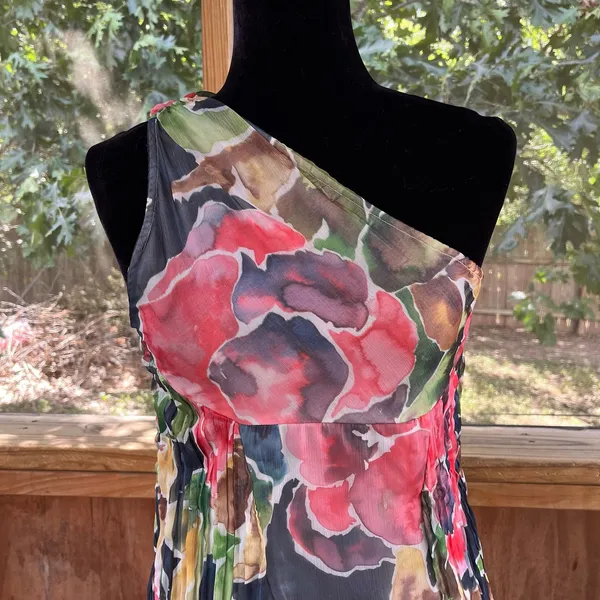 ASOS Design Women's Colorful Floral Print One Shoulder Midi Dress Size 6 - Image 4