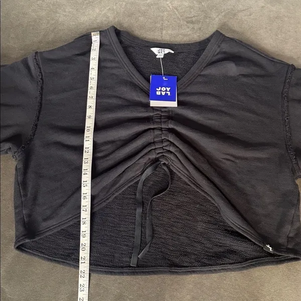 Women’s Joy Lab Black Cinch Front V-Neck Long Sleeve Casual Sweater Size L NWT - Image 10