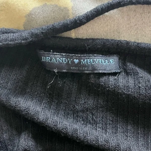 Brandy Melville Ribbed Cross Back Tank Black Cropped Top One Size - Image 6