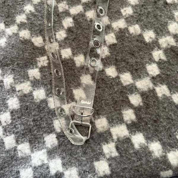 Y2k Clear Grommet Belt‎ Silver Buckle Adjustable Transparent Punk Fashion - Image 5