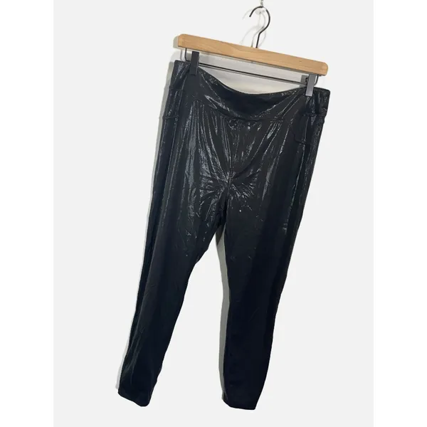 Halara Faux Leather Leggings Womens XL Black High Waisted Shiny Athletic Pants - Image 3