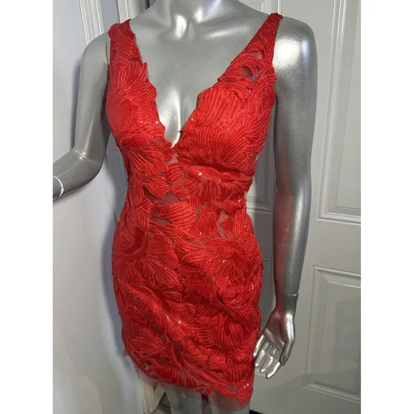 JOVANI 4552 Red Embellished Deep V-Neck Cocktail Dress Size 2 NWT Prom Party - Image 11