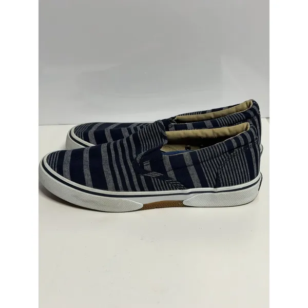 SPERRY Top-Sider 'Stripper' Blue Striped Canvas Slip On Sneakers Men's 8M C-4 - Image 4