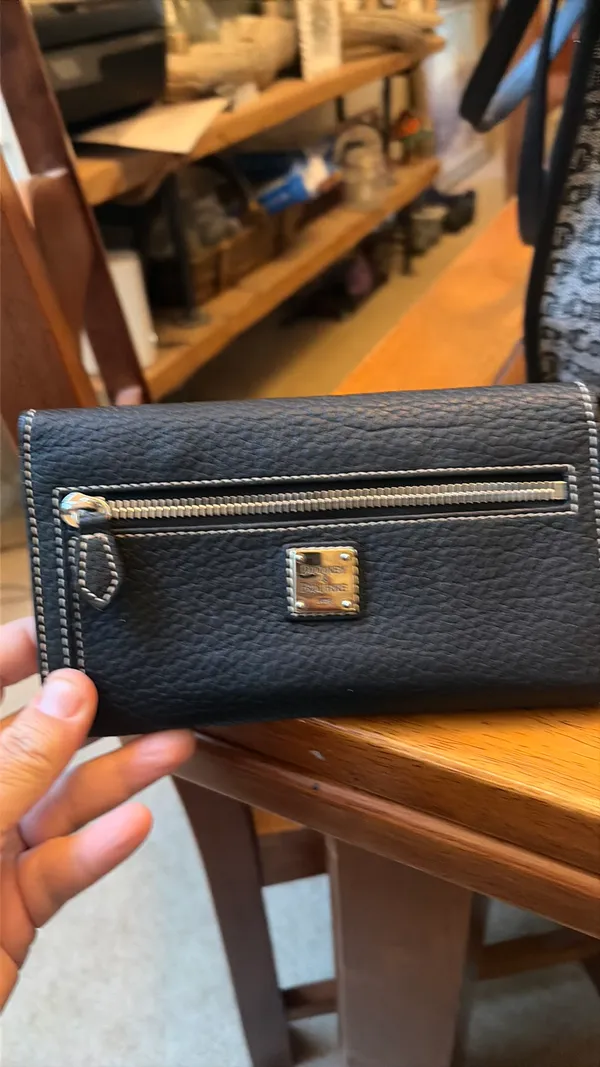 Dooney & Bourke Black Pebbled Leather Snap Wallet - Image 5