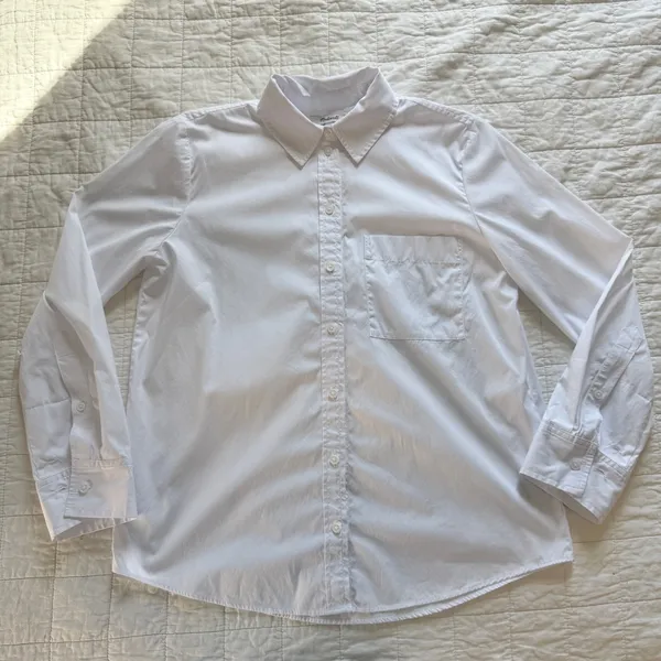 Madewell Relaxed Button Front Shirt Poplin Cotton White Small - Image 11