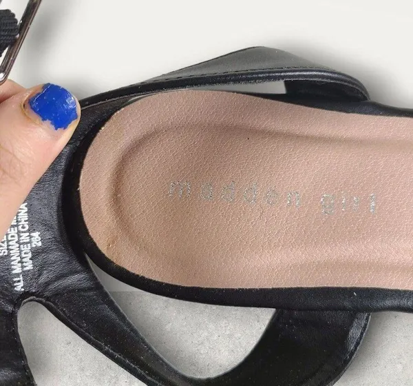 EUC Madden Girl Women's Black Steadyy Platform Buckle Cork Heel Sandals Size 9 - Image 7