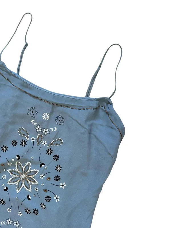 Wild Fable Blue Bandana Paisley Mini Shift Dress Size XXS Country Coastal - Image 7