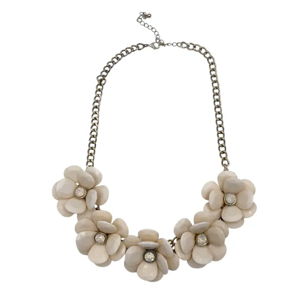 Vintage Y2K Chunky Acrylic Flower Necklace Rhinestone Jewel Statement Retro - Image 2