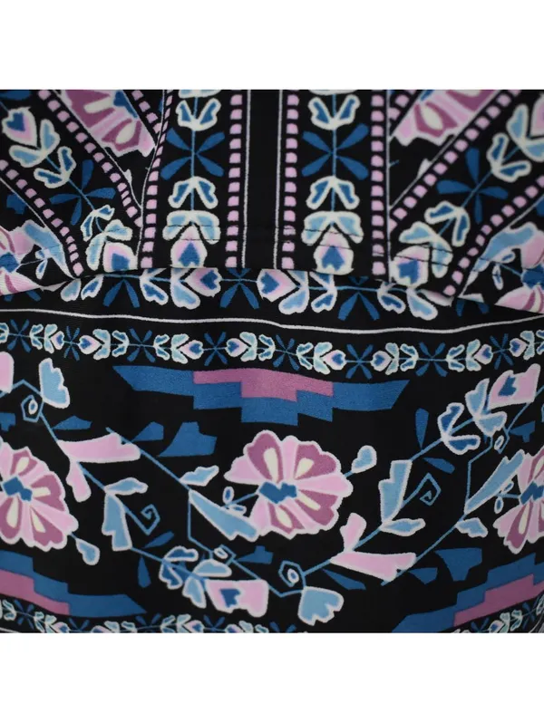 Mossimo Pink Blue Black Floral Criss Cross Back One Piece Swimsuit Size Medium - Image 5