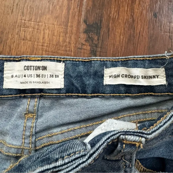 COTTON:ON high cropped skinny blue denim jeans, size 4 - Image 5