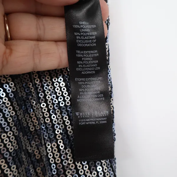 White House Black Market Silver Sequin Sleeveless Boat Neck Shift Dress XXS - Image 3