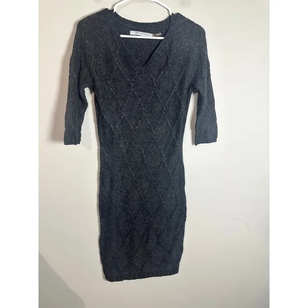 Marc New York Andrew Marc Gray Angora Blend Diamond Cable Knit‎ Sweater Dress S - Image 2