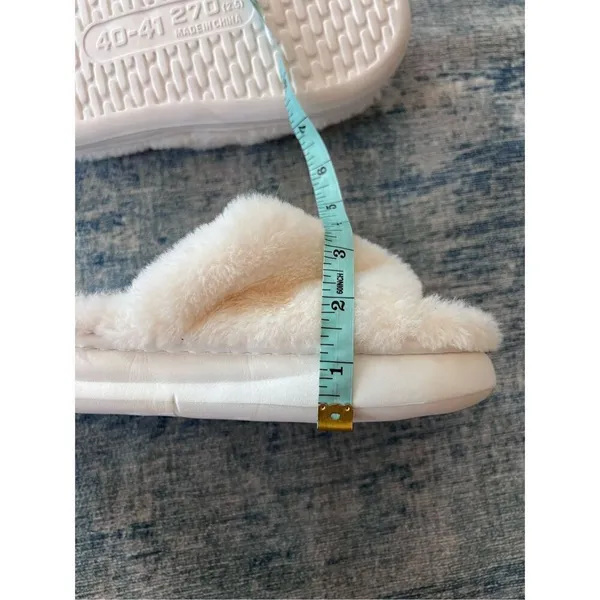 Cream Faux Fur Platform Slipper Slides Euro 40 - 41 US Size 7.5 - Image 6