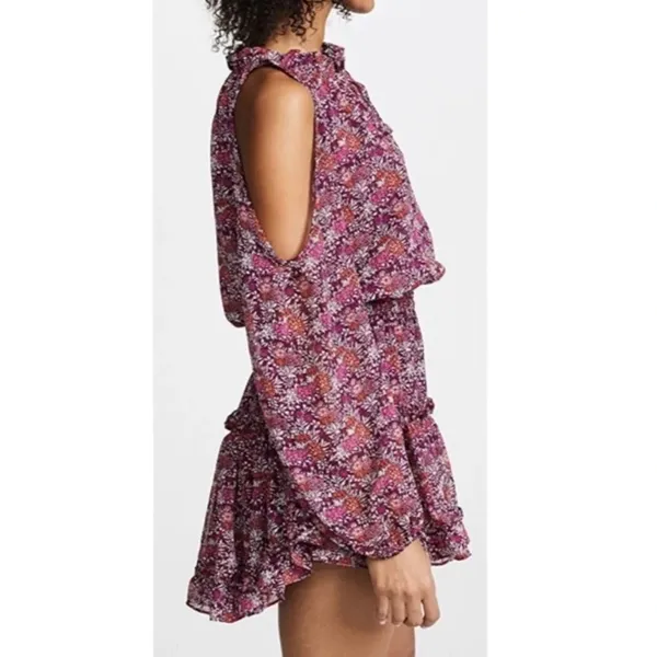 MISA Los Angeles Yesenia‎ Mini Dress Floral Tassle Cold Shoulder Cottagecore XS - Image 5