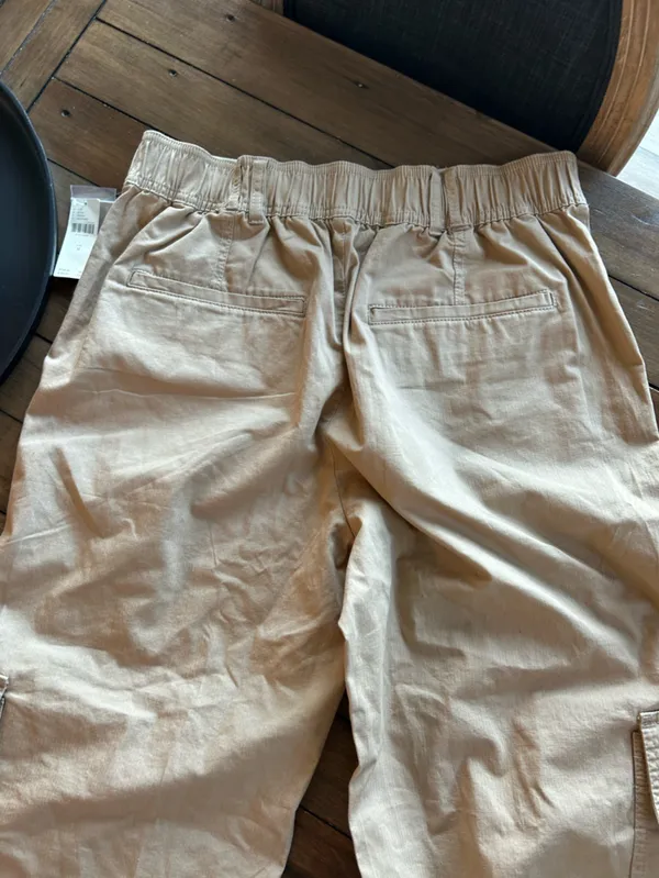 NWT Anthropologie Embroidered Floral Cargo Pants Tan M - Image 11