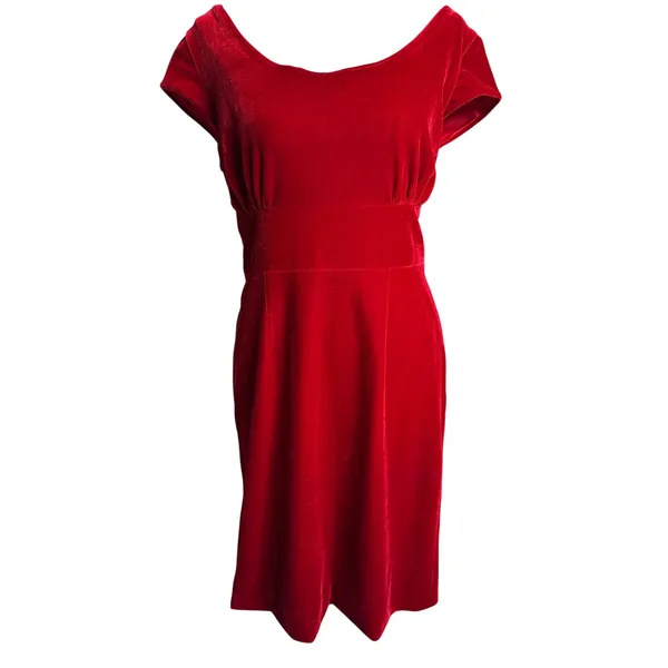 Kinji Red Velvet Off Shoulder Midi Dress Japanese Harajuku Medium - Image 2