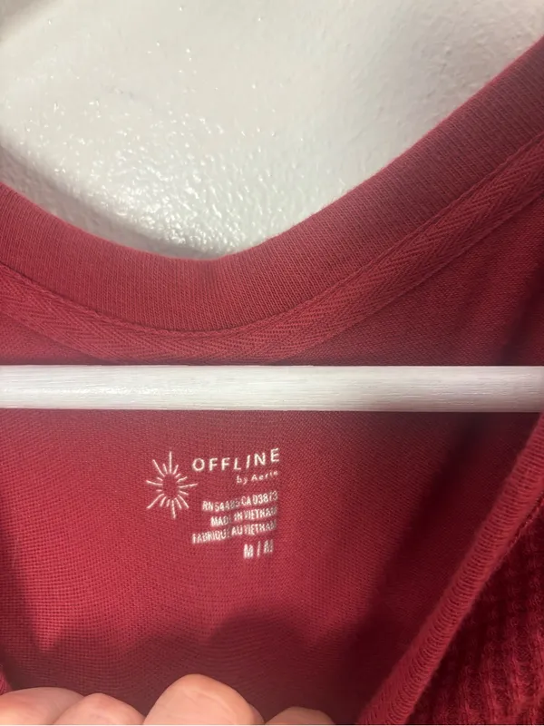 Aerie Offline Waffle Henley Long Sleeve Top Size Medium - Image 3