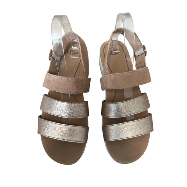 UGG Braelynn Metallic Gold Leather Straps Platform Sandal Womens Size U.S. 9.5 - Image 2