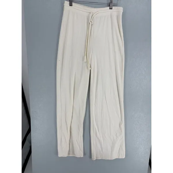 H&M Womens Lounge Pants Cream Waffle Knit Wide Leg Small - Image 2