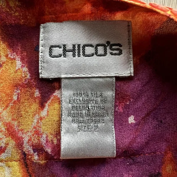 Chicos Blouse Womens Size 2 Large Multicolor Silk Sheer Beaded Tunic Top Boho - Image 6