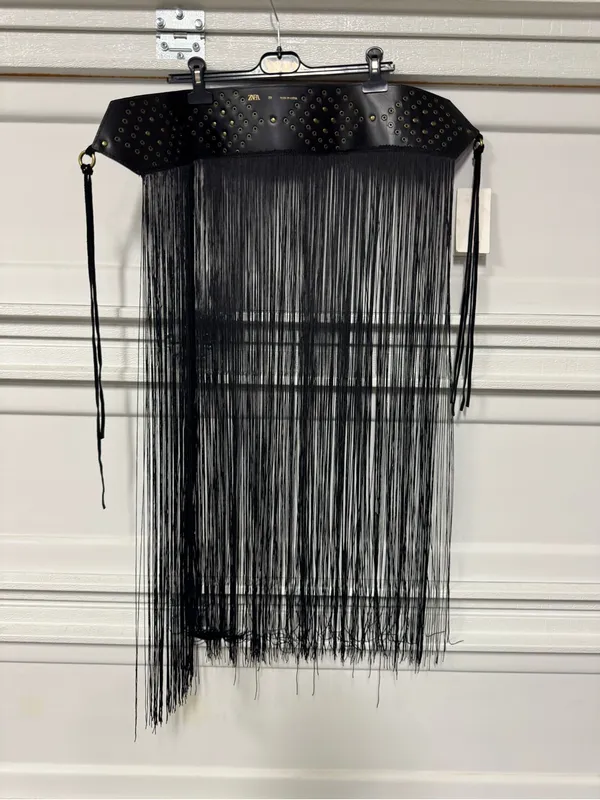 Zara Limited Edition Studded Tassel Sash Belt Black Gold Size US 30 New - Image 8