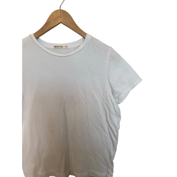 Marine Layer Short Sleeve Crew T-Shirt Women’s Sz M Solid White Cotton USA Made - Image 3
