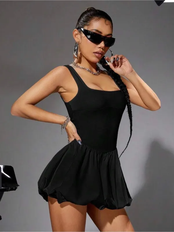 SheIn Women’s Black Sleeveless Bubble Hem Slip Dress - Image 6