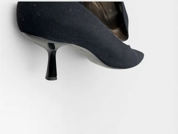 Ann Taylor 2010’s Round Toe Fabric Leather Kitten Heel Black Pumps Sz 9 - Image 4