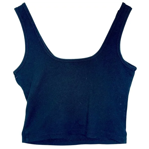 Abercrombie & Fitch Soft AF Rib Black Knit Henley Crop Top Cropped Tank Top Sz M - Image 3