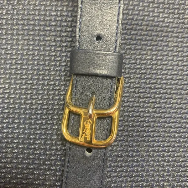 Vtg YSL Yves Saint Laurent Midnight Navy Blue Triangle Flap Crossbody Bag France - Image 16