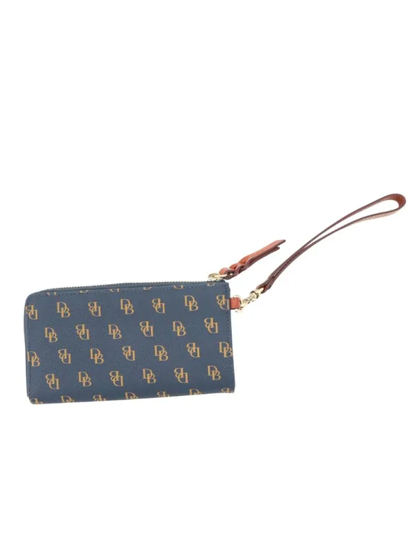 Dooney & Bourke Gretta Folded Zip Wristlet Wallet Signature Monogram Print Navy - Image 6