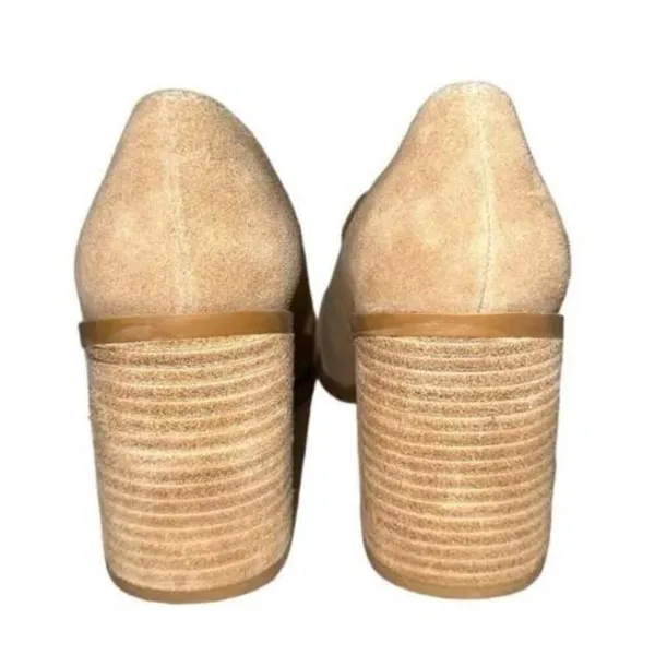 NEW Anthropologie Tan Leather Block Heels Shoes 8.5 Wevenly Suede Closed Toe - Image 5