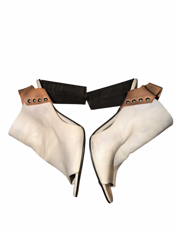 Free People Open-Toe Leather Mule Sandals in Cream Size 39 - Image 4