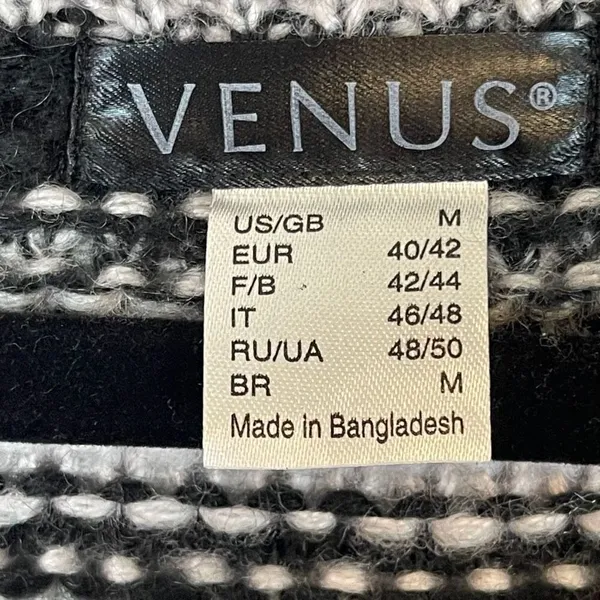 VENUS Sweater Women's Medium Purple Black Oversized Striped Long Sleeve Pullover - Image 4