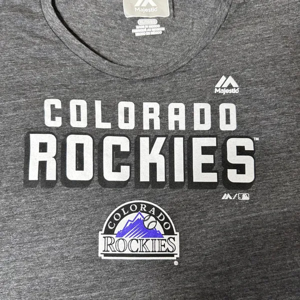 NEW Majestic Colorado Rockies MLB Womens XL Gray 3/4 Sleeve Graphic T-Shirt Soft - Image 3