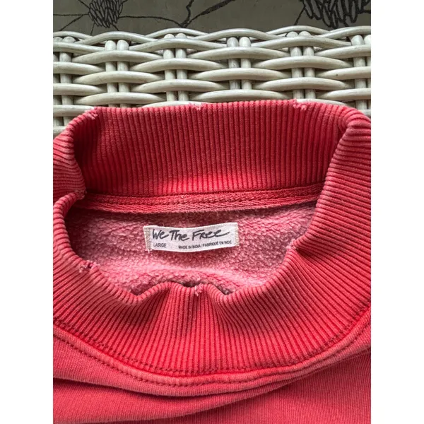 We The Free Free People Mock‎ Neck Relaxed Cropped Sweatshirt Red Large - Image 8