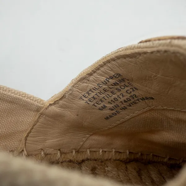 Tory Burch Poppy Espadrille Canvas Flats Beige White Logo 6M 41012 - Image 8