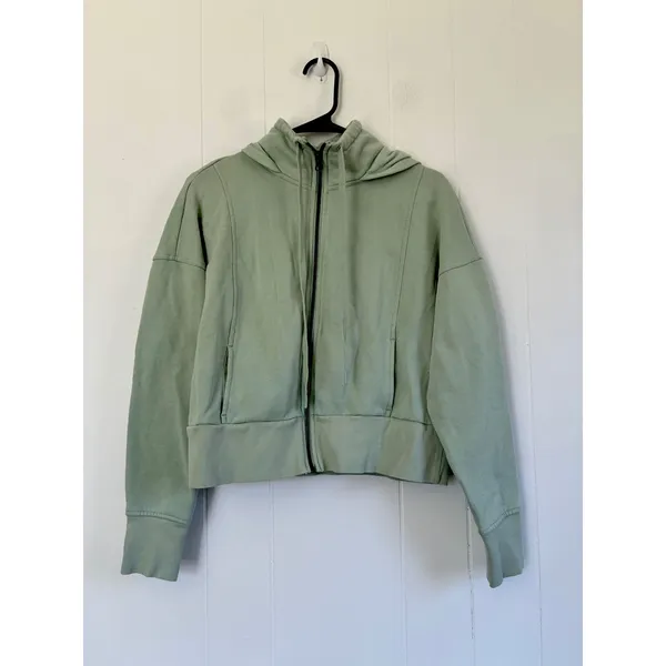 Core10‎ Womens Cropped Full Zip Hoodie Sage Green Relaxed Fit Sweatshirt M - Image 5