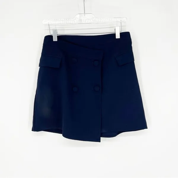 Superdown Lizette‎ Double Breasted Mini Skirt Women's Size M Blue Dark Academia - Image 2