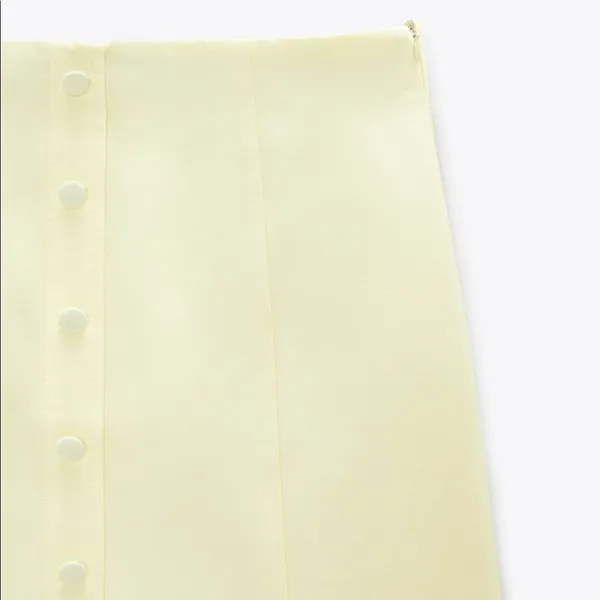 ZARA 🦙📦 linen blend mink skirt Medium Pale yellow - Image 5