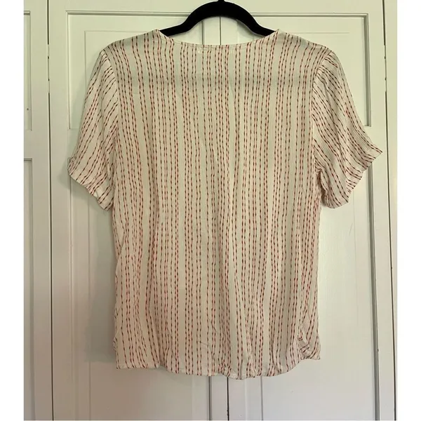 Anthropologie Potters Pot white linen textured cropped knot front blouse - Image 5