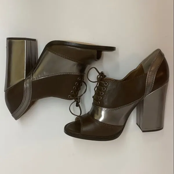 Daniblack open toed shoe booties size 8.5 A14‎ Brown - Image 2