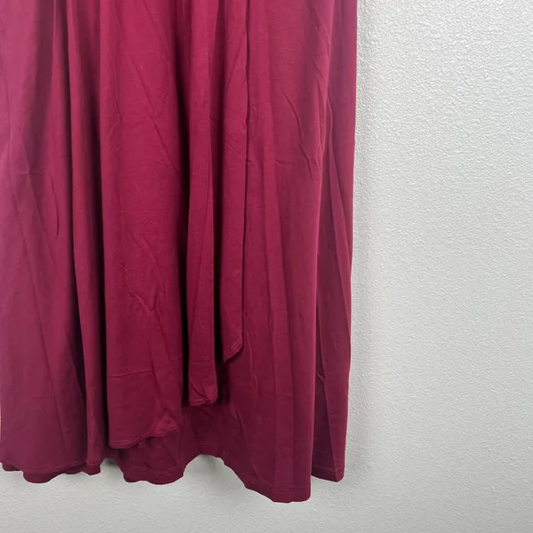 Garnet Hill Womens Gathered Waist Draped Dress Burgundy Red‎ Midi Size M - Image 3