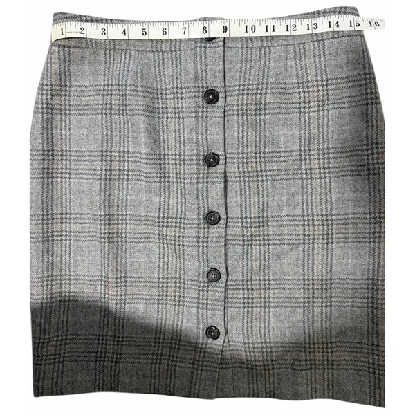 Brooks Brothers‎ 346 Gray Plaid Skirt Front Button Women's Size 6 - Image 8