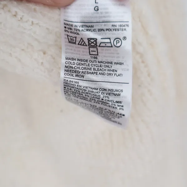 Old Navy Womens Cream Open Front Longline Cardigan Sweater Wool Blend Large - Image 4