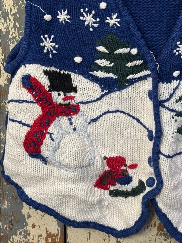 Vintage Bryn Connelly Christmas Winter Knit Sweater Vest, size Large *Flaws* - Image 2